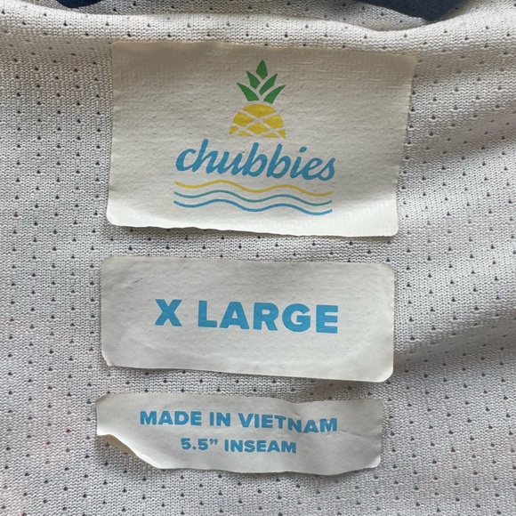 Chubbies Navy Blue Neon Tropical Men's Swim Trunks with Drawstring 5.5” inseam - Picture 12 of 13